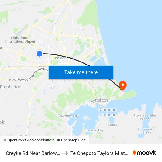 Creyke Rd Near Barlow St to Te Onepoto Taylors Mistake map