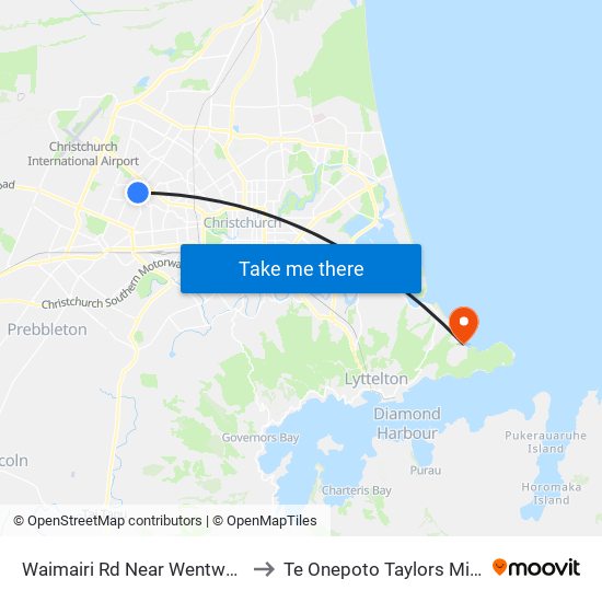Waimairi Rd Near Wentworth St to Te Onepoto Taylors Mistake map