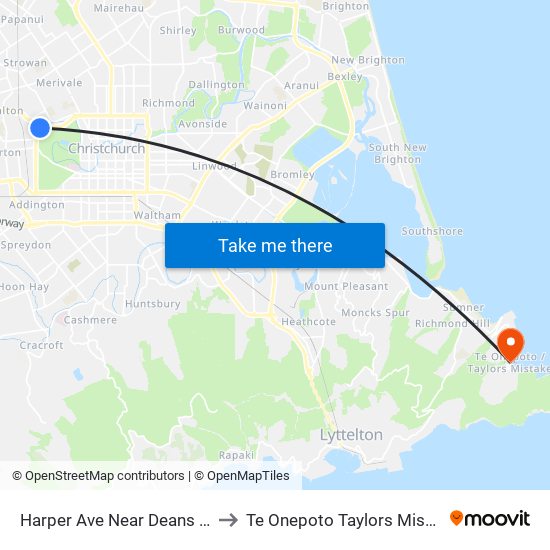 Harper Ave Near Deans Ave to Te Onepoto Taylors Mistake map