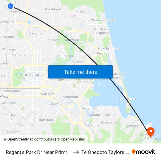 Regent's Park Dr Near Primrose Hill Ln to Te Onepoto Taylors Mistake map