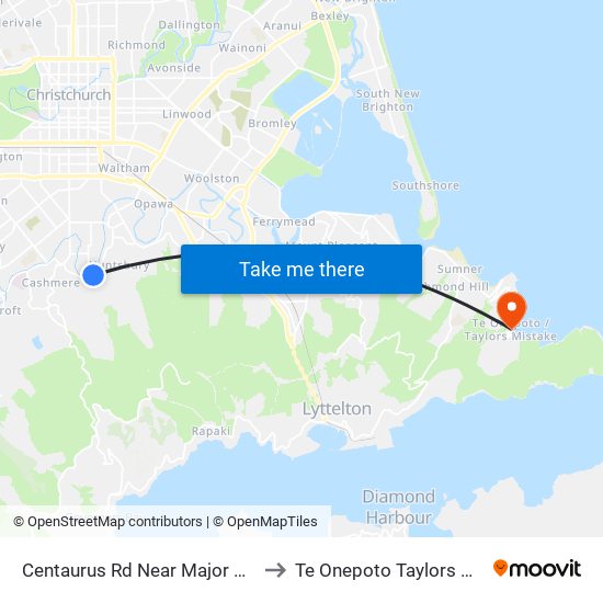 Centaurus Rd Near Major Aitken Dr to Te Onepoto Taylors Mistake map