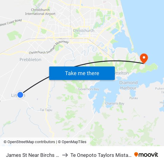 James St Near Birchs Rd to Te Onepoto Taylors Mistake map