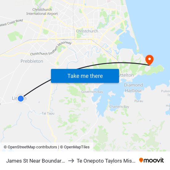 James St Near Boundary Rd to Te Onepoto Taylors Mistake map