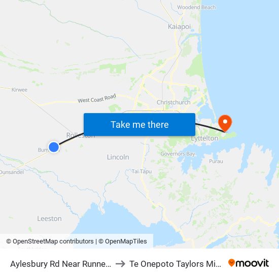 Aylesbury Rd Near Runners Rd to Te Onepoto Taylors Mistake map