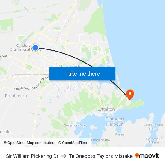 Sir William Pickering Dr to Te Onepoto Taylors Mistake map