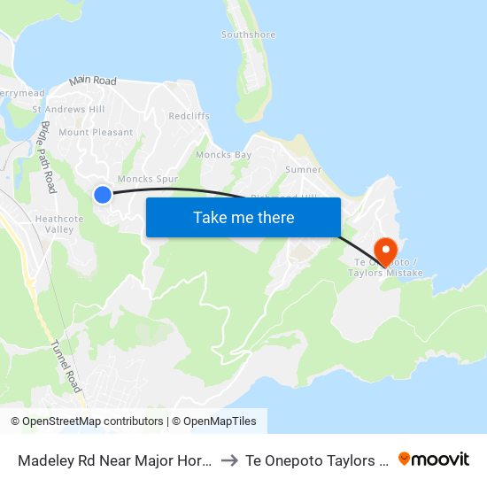 Madeley Rd Near Major Hornbrook Rd to Te Onepoto Taylors Mistake map