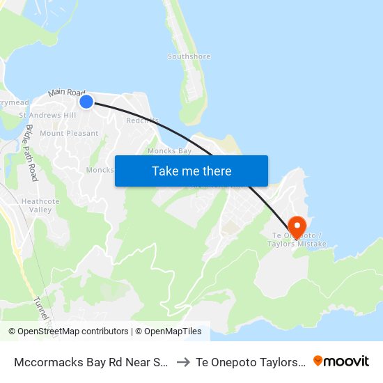 Mccormacks Bay Rd Near Soleares Ave to Te Onepoto Taylors Mistake map