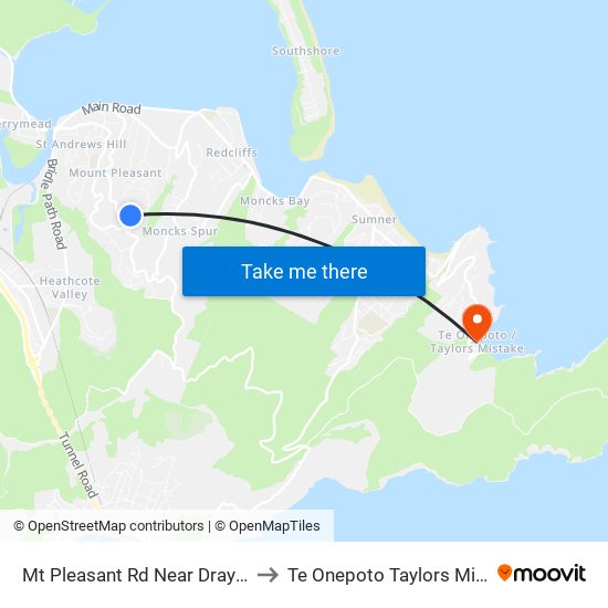 Mt Pleasant Rd Near Drayton Dr to Te Onepoto Taylors Mistake map