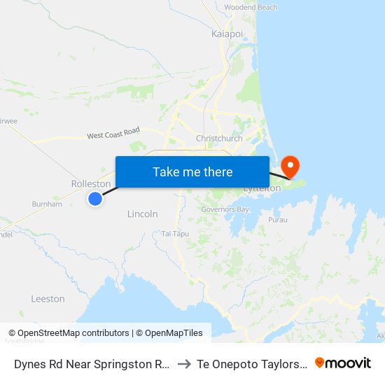 Dynes Rd Near Springston Rolleston Rd to Te Onepoto Taylors Mistake map