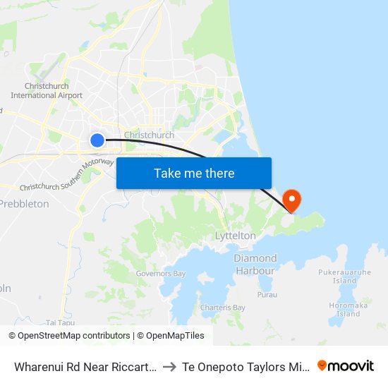 Wharenui Rd Near Riccarton Rd to Te Onepoto Taylors Mistake map