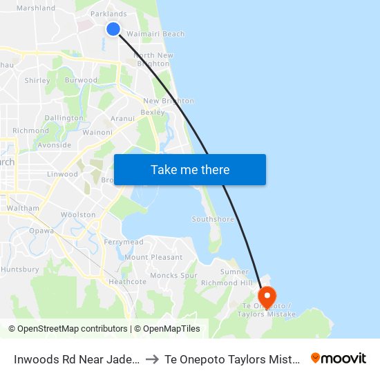 Inwoods Rd Near Jade Pl to Te Onepoto Taylors Mistake map