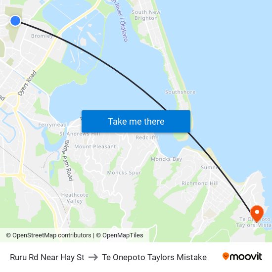 Ruru Rd Near Hay St to Te Onepoto Taylors Mistake map