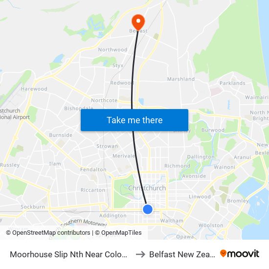 Moorhouse Slip Nth Near Colombo St to Belfast New Zealand map