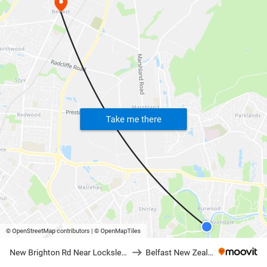 New Brighton Rd Near Locksley Ave to Belfast New Zealand map