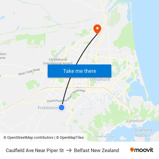 Caulfield Ave Near Piper St to Belfast New Zealand map