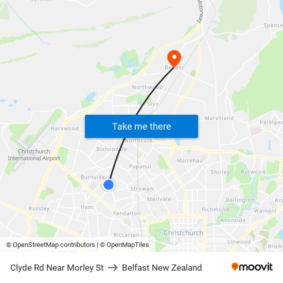 Clyde Rd Near Morley St to Belfast New Zealand map