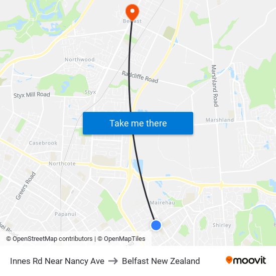 Innes Rd Near Nancy Ave to Belfast New Zealand map