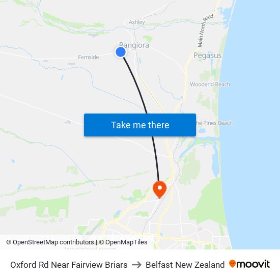 Oxford Rd Near Fairview Briars to Belfast New Zealand map