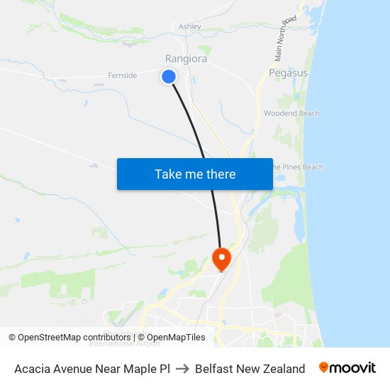 Acacia Avenue Near Maple Pl to Belfast New Zealand map