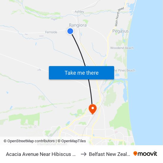 Acacia Avenue Near Hibiscus Grove to Belfast New Zealand map