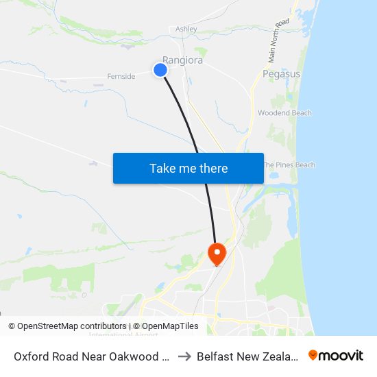 Oxford Road Near Oakwood Dr to Belfast New Zealand map