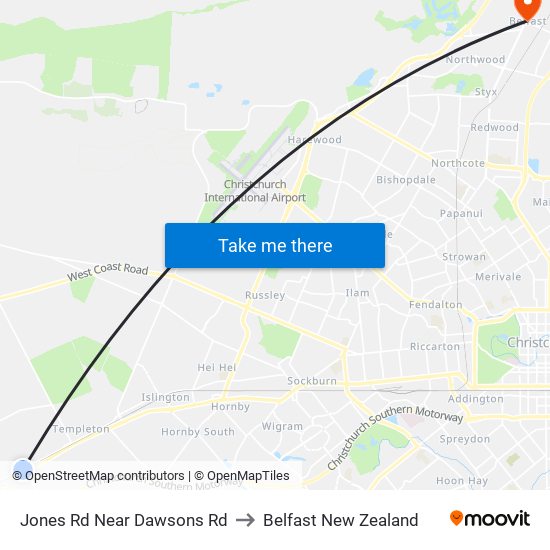 Jones Rd Near Dawsons Rd to Belfast New Zealand map