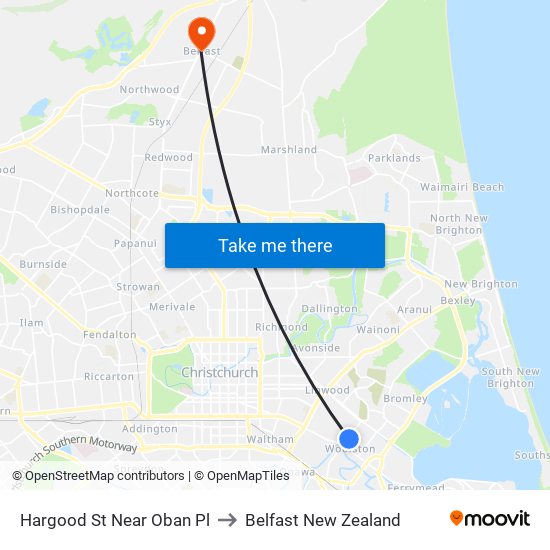 Hargood St Near Oban Pl to Belfast New Zealand map