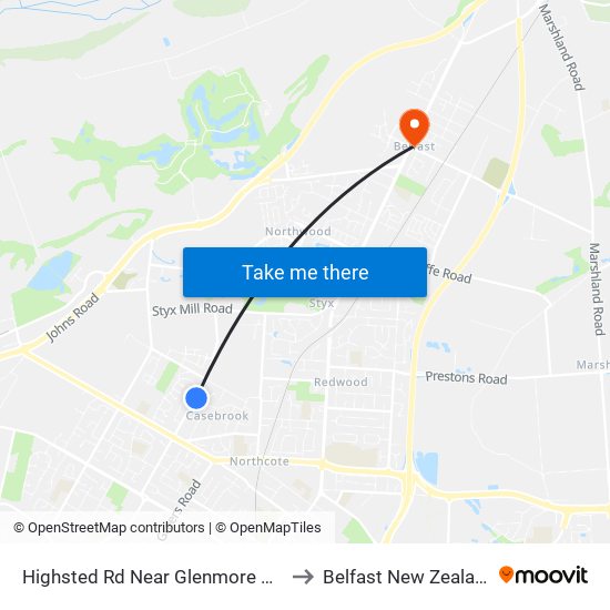 Highsted Rd Near Glenmore Ave to Belfast New Zealand map