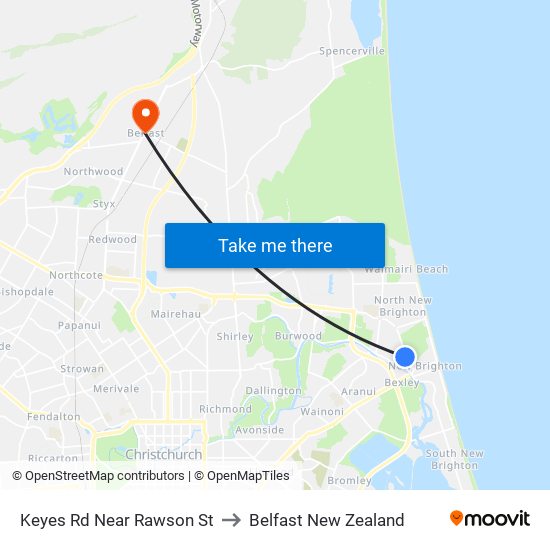 Keyes Rd Near Rawson St to Belfast New Zealand map