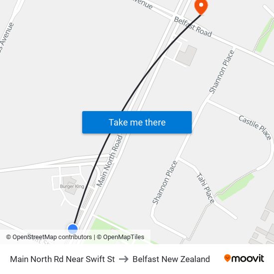 Main North Rd Near Swift St to Belfast New Zealand map