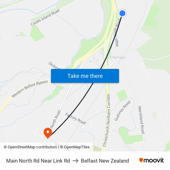 Main North Rd Near Link Rd to Belfast New Zealand map