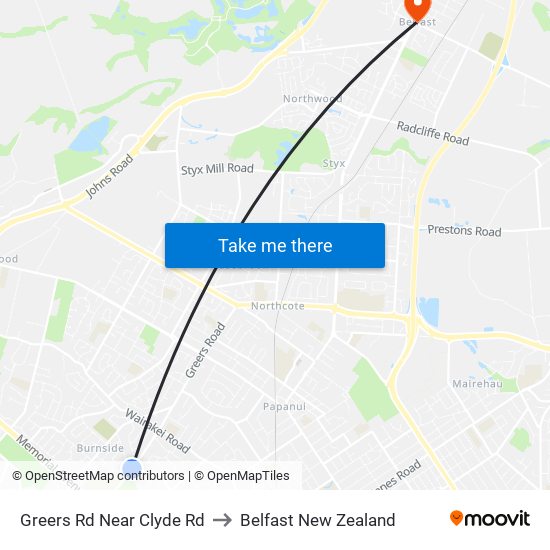 Greers Rd Near Clyde Rd to Belfast New Zealand map