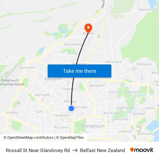 Rossall St Near Glandovey Rd to Belfast New Zealand map