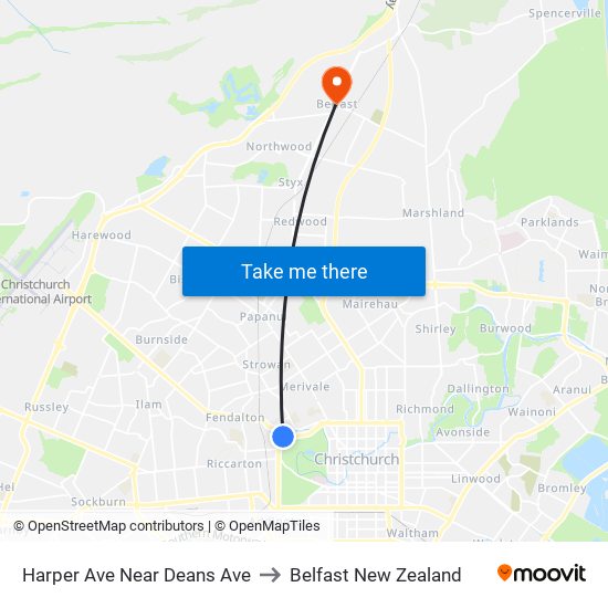 Harper Ave Near Deans Ave to Belfast New Zealand map