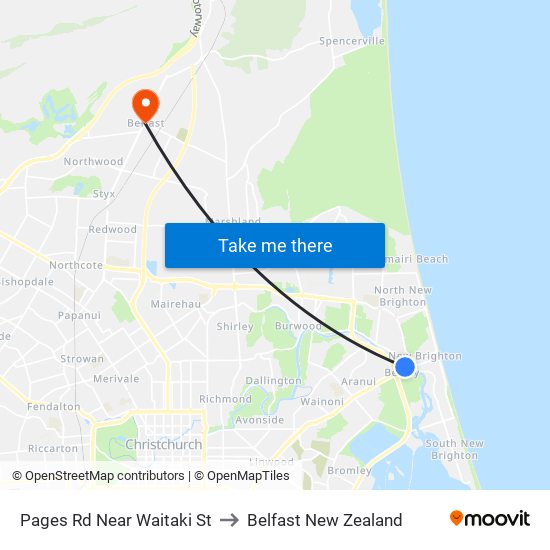 Pages Rd Near Waitaki St to Belfast New Zealand map