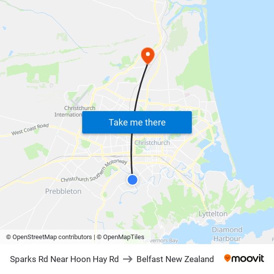Sparks Rd Near Hoon Hay Rd to Belfast New Zealand map