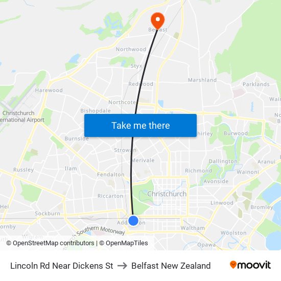 Lincoln Rd Near Dickens St to Belfast New Zealand map