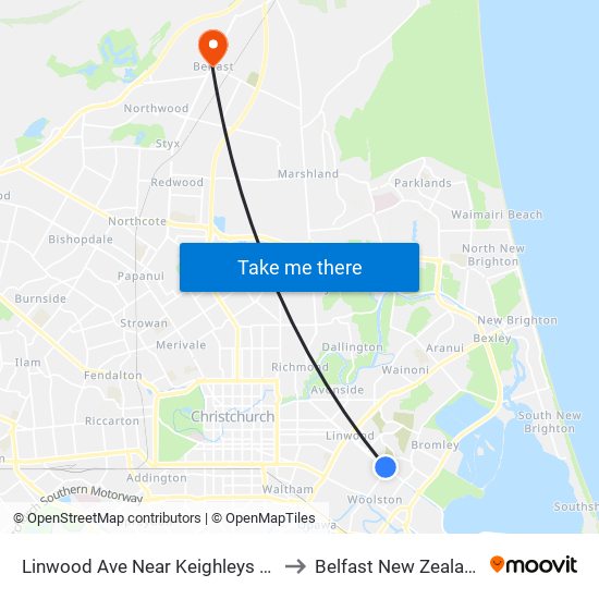 Linwood Ave Near Keighleys Rd to Belfast New Zealand map