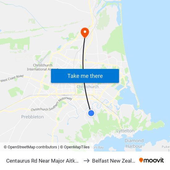 Centaurus Rd Near Major Aitken Dr to Belfast New Zealand map