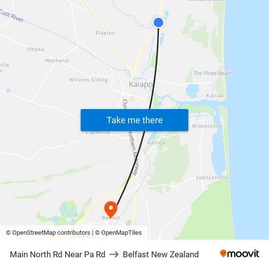 Main North Rd Near Pa Rd to Belfast New Zealand map