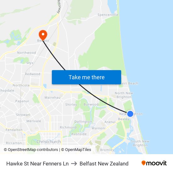 Hawke St Near Fenners Ln to Belfast New Zealand map