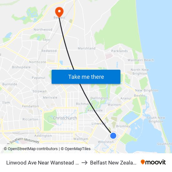 Linwood Ave Near Wanstead Pl to Belfast New Zealand map