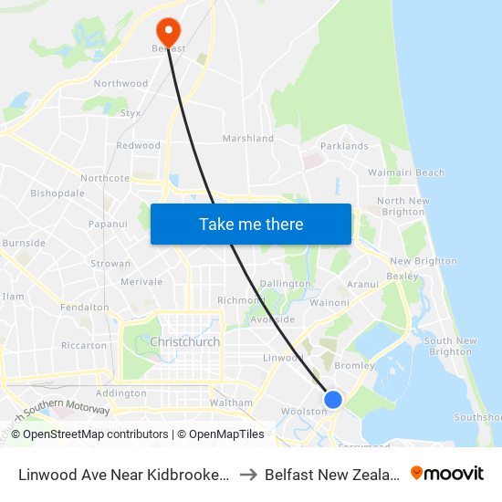 Linwood Ave Near Kidbrooke St to Belfast New Zealand map