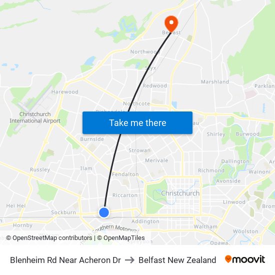 Blenheim Rd Near Acheron Dr to Belfast New Zealand map