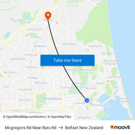 Mcgregors Rd Near Ruru Rd to Belfast New Zealand map