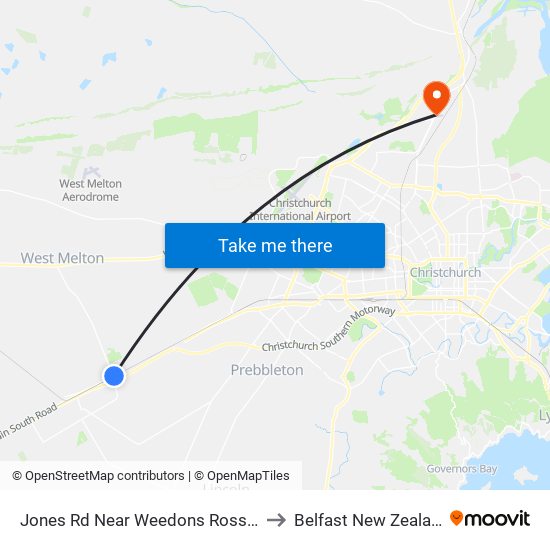 Jones Rd Near Weedons Ross Rd to Belfast New Zealand map