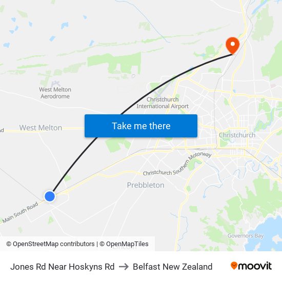 Jones Rd Near Hoskyns Rd to Belfast New Zealand map