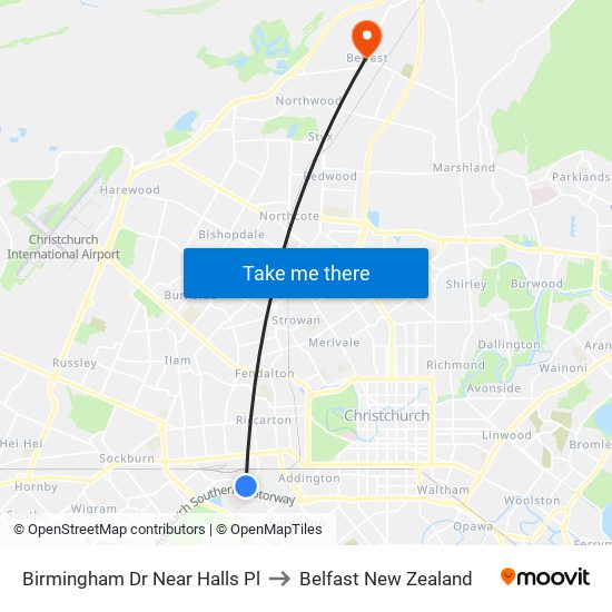 Birmingham Dr Near Halls Pl to Belfast New Zealand map