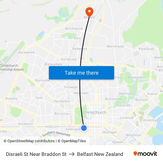 Disraeli St Near Braddon St to Belfast New Zealand map