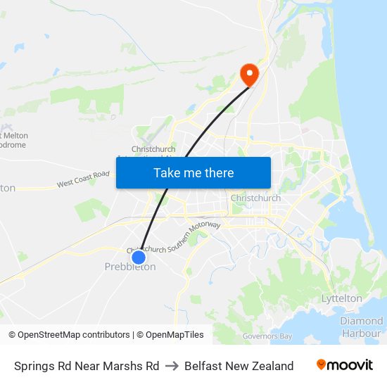 Springs Rd Near Marshs Rd to Belfast New Zealand map